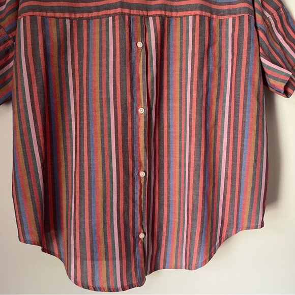 Madewell Courier Button Back Shirt Rainbow Mulled Wine Smith Stripe Contemporary - Picture 10 of 13